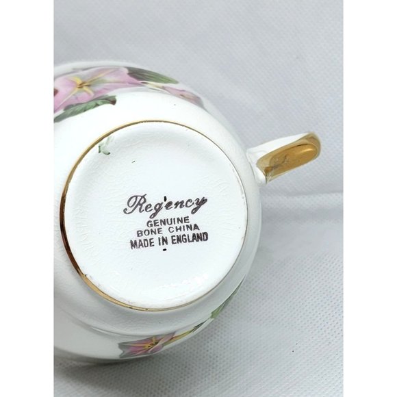 Regency Genuine Bone China Gold Trim Teacup: Rare Collectible Floral Design - Picture 11 of 14